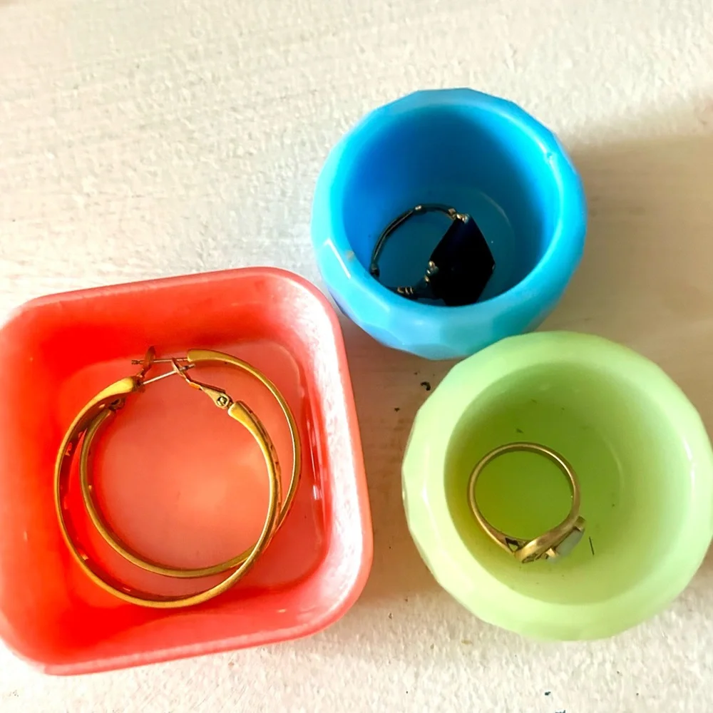 Resin Square and Round trinket/jewelry dish Set of 3